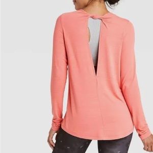 Women's Long Sleeve Open Back Activewear T-Shirt All in One Motion M Rose Pink